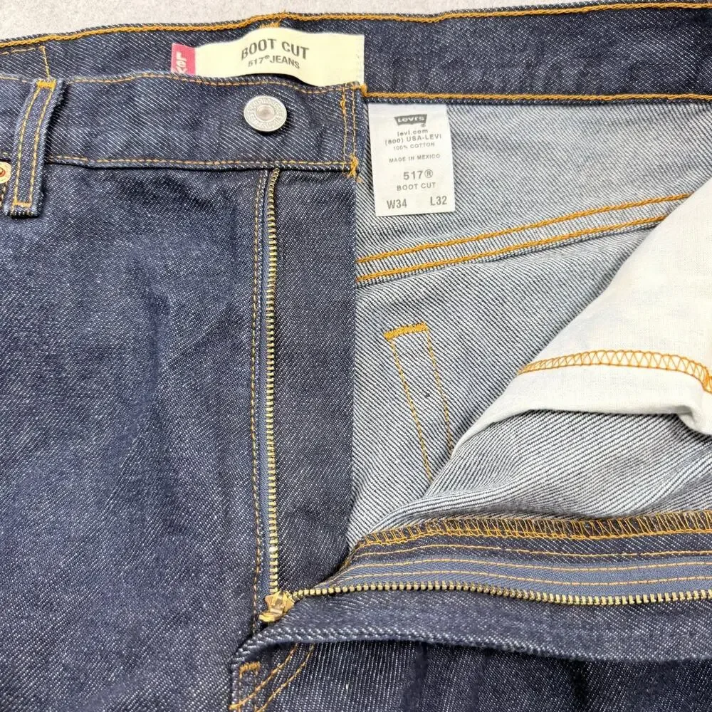 Levi's 517 Men's Boot Cut Jeans Dark Blue W34 L32 100% Cotton - Picture 13 of 15